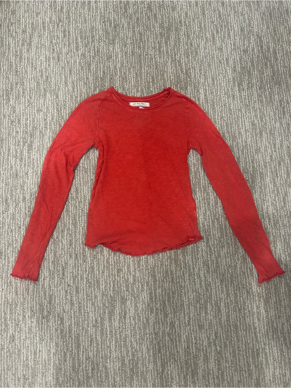 Free People We the Free NWOT Red Long-Sleeve Slub Knit Tee